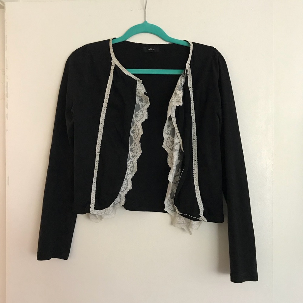 Black cardigan with lace detail